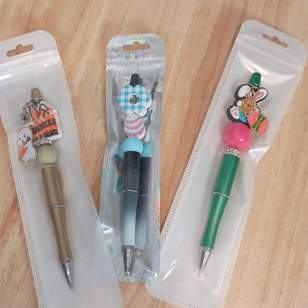3pc Handcrafted Beaded Pens Bundle Novelty Cute Pastel - Picture 5 of 7